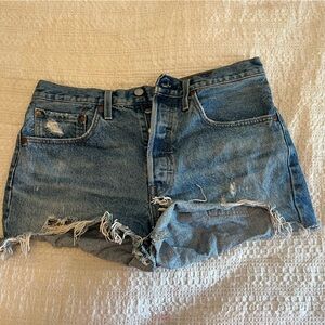 Levi's Blue Distressed Jean Shorts